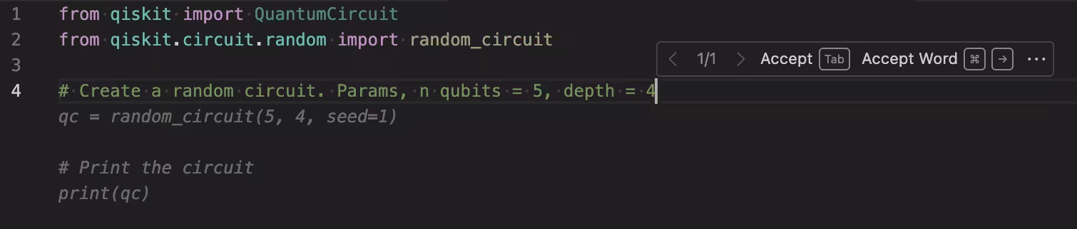 Відображається панель інструментів, що з'являється при наведенні курсора на запропонований код.